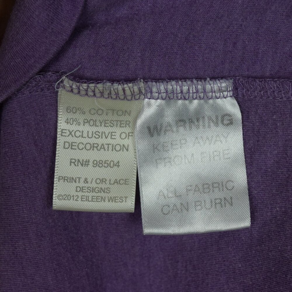 EILEEN WEST COTTON PURPLE LONG SLEEVE BELTED POCKETS ROBE - Picture 10 of 10